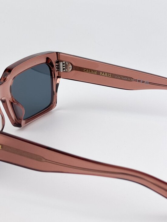 Celine CL40280U 74V “3 Dots” Rectangle Sunglasses – Dusty Pink Crystal / Blue main image 8